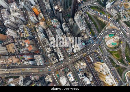 Causeway Bay, Hong Kong 22 February 2019: Top down view of Hong Kong city Stock Photo