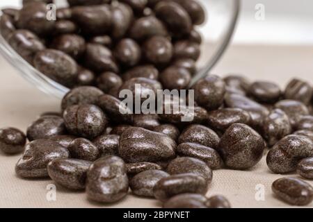 candy peanuts in chocolate close-up. uneven marble coating Stock Photo