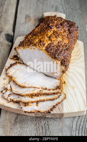 Grilled meat with dijon mustard Stock Photo