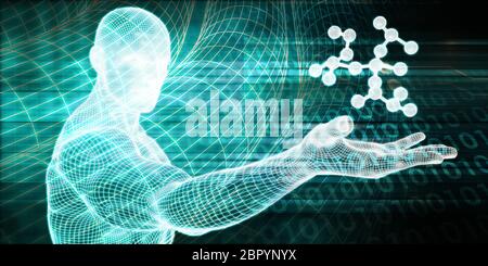 Molecule Structure in 3D as a Presentation Background Stock Photo