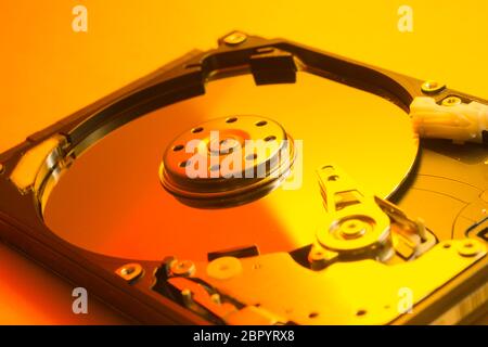 Colorful hdd. open hard disk drive. the concept of data storage. data array. hard drive from the computer Stock Photo