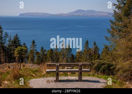 The Isle of Mull from the Ben Lora forest trails, Argyll Stock Photo