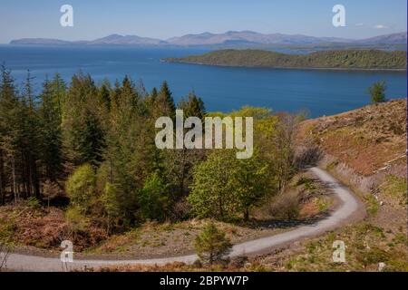 Isle of Mull from the Forest Trails on Ben Lora, Argyll Stock Photo