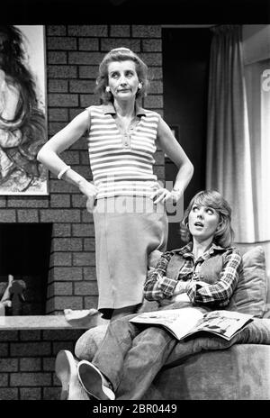 l-r: Phyllida Law (Marge), Cheryl Kennedy (Evelyn) in ABSENT FRIENDS by Alan Ayckbourn at the Garrick Theatre, London WC2  23/07/1975   design: Derek Cousins  lighting: Nick Chelton  director: Eric Thompson