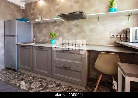 The interior is not cluttered kitchen in the house Stock Photo