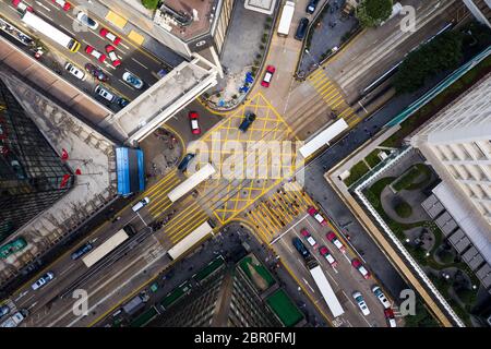 Central, Hong Kong 01 November 2018:- Hong Kong road intersection of business district Stock Photo