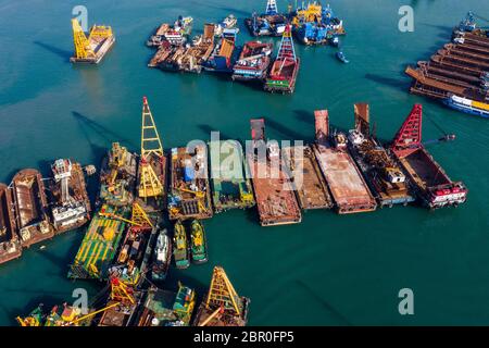 To Kwa Wan, Hong Kong, 07 November 2018:- Typhoon shelter Stock Photo