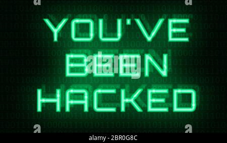 Binary code with the words You have been hacked Stock Photo