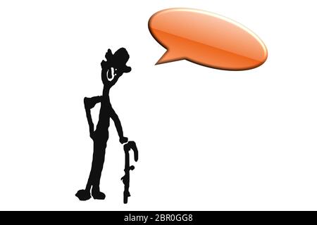 Drawn figure reduced to the essentials against white background with copy space. Stock Photo