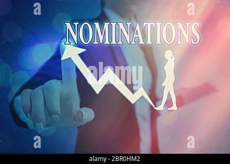 Handwriting text Nominations. Conceptual photo action of nominating or state being nominated for prize Stock Photo