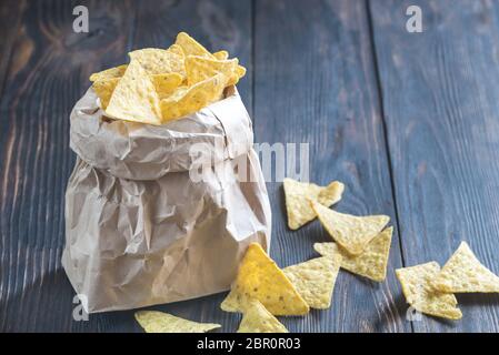 Nachos in the paper bag Stock Photo