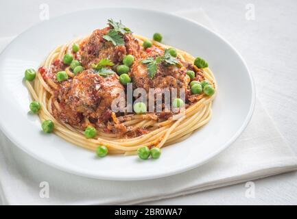Turkey meatballs with pasta Stock Photo
