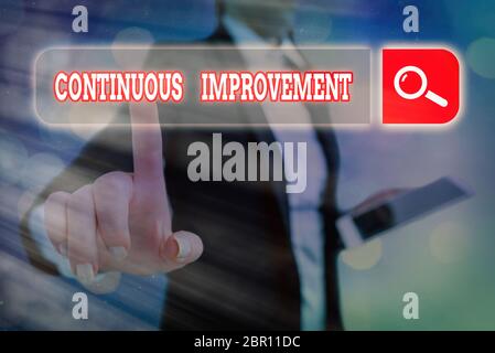 Conceptual hand writing showing Continuous Improvement. Concept meaning ongoing effort to improve products or processes Stock Photo