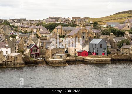 historic village of Stromness on Orkney mainland, Scotland. Seaside view of this fisherman town at Hoy sound Stock Photo