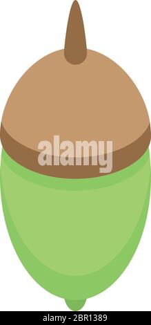 Green acorn icon, isometric style Stock Vector
