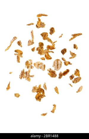 Falling corn flakes isolated on white background Stock Photo
