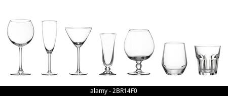 Empty glass martini glass against  white background. Stock Photo