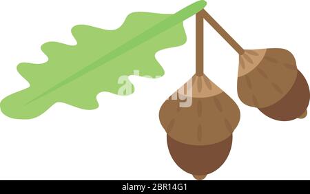 Leaf acorn icon, isometric style Stock Vector