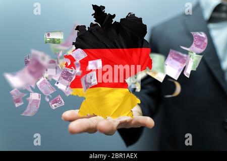 Abstract of germany map network, internet and global connection concept, Wire Frame 3D Stock Photo