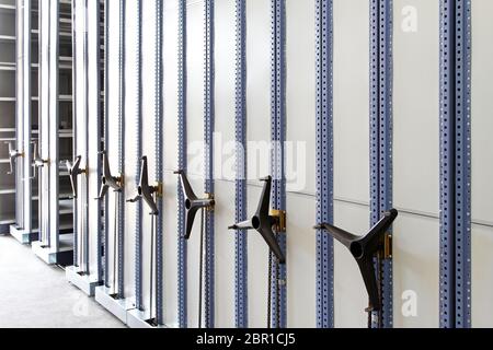 Roller Racking Library Mobile Aisle Shelving Roller Racking System Archive Storage Stock Photo ...