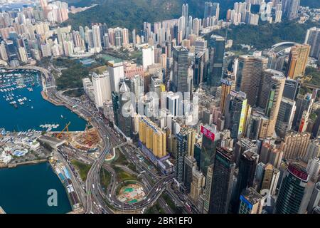 Causeway Bay, Hong Kong 22 February 2019: Top down view of Hong Kong city Stock Photo