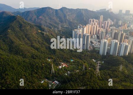 City and mountain Stock Photo