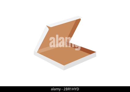 Open paper pizza box on white background.  Stock Vector