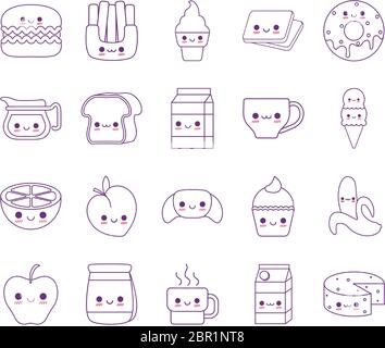 https://l450v.alamy.com/450v/2br1nt8/line-style-icon-set-design-kawaii-food-cartoons-theme-vector-illustration-2br1nt8.jpg