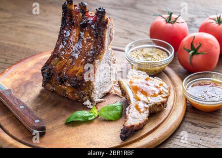 Grilled pork ribs in barbecue sauce Stock Photo