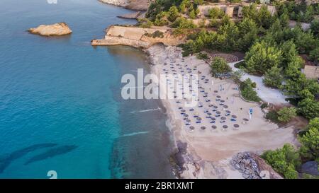 aerial view of Metalia beach. Thassos island, Greece Stock Photo