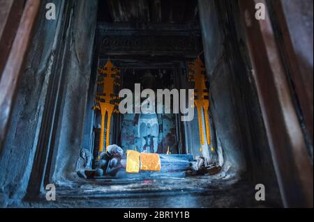 Reclining Buddha shrine. Angkor Wat . UNESCO World Heritage Site, Siem Reap Province, Cambodia, Southeast Asia Stock Photo