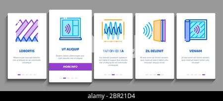 Soundproofing Building Material Onboarding Elements Icons Set Vector Stock Vector