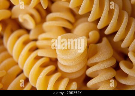 Italian pasta fusilli very close view Stock Photo
