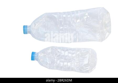 broken plastic water drink bottle on white background Stock Photo