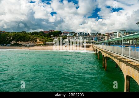 View from Boscombe Pier looking to land. Boscombe is a suburb of Bournemouth in Dorset England although it was historically in Hampshire. Stock Photo