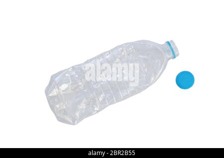 broken plastic water drink bottle on white background Stock Photo