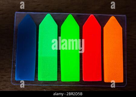 Arrows with luminous color in UV light Stock Photo