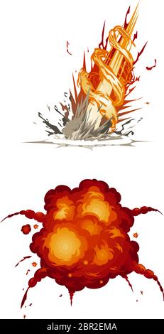 explosion bomb nuclear  destruction smoke radiation blast danger illustration Stock Photo
