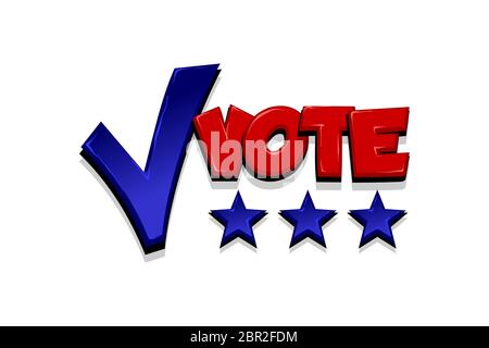 Vote positive checkmark election icon text pop art Stock Vector