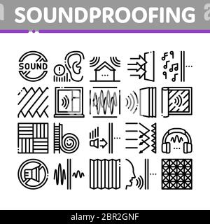 Soundproofing Building Material Icons Set Vector Stock Vector