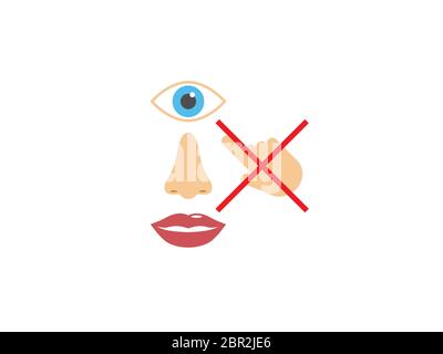 Avoid touching your face. Vector illustration, flat design. Stock Vector