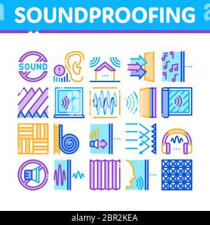 Soundproofing Building Material Icons Set Vector Stock Vector
