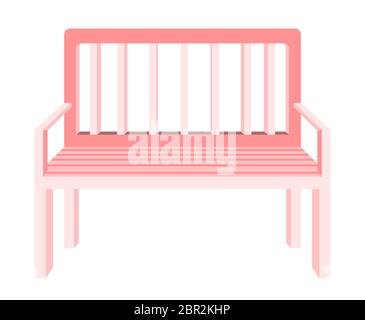 Bench for garden and terrace isolated on white background. Vector flat cartoon illustration. Sign simple furniture. Stock Vector