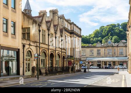 Manvers Street and Bath Spa railway station in the City of Bath.Virtually deserted during the Coronavirus (COVID-19) pandemic. England, UK Stock Photo