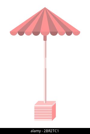 Street Umbrella for garden and terrace isolated on white background. Vector flat cartoon illustration. Sign simple furniture. Stock Vector
