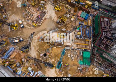 Diamond Hill, Hong Kong 11 April 2019: Top down view of construction site in diamond hill in Hong Kong Stock Photo