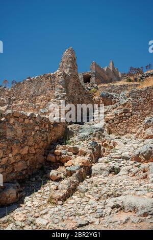 The ruins of the upper town on Monemvasia Stock Photo