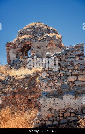 The ruins of the upper town on Monemvasia Stock Photo