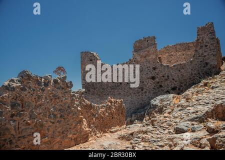 The ruins of the upper town on Monemvasia Stock Photo