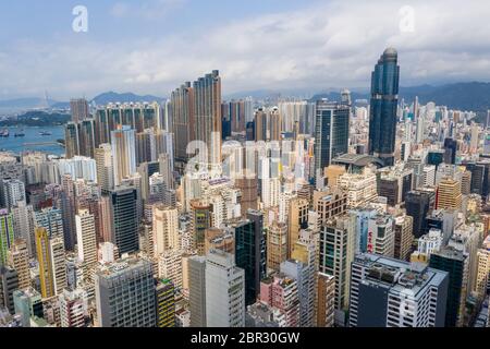 Mong Kok, Hong Kong 21 March 2019: Aerial view of Hong Kong city Stock ...